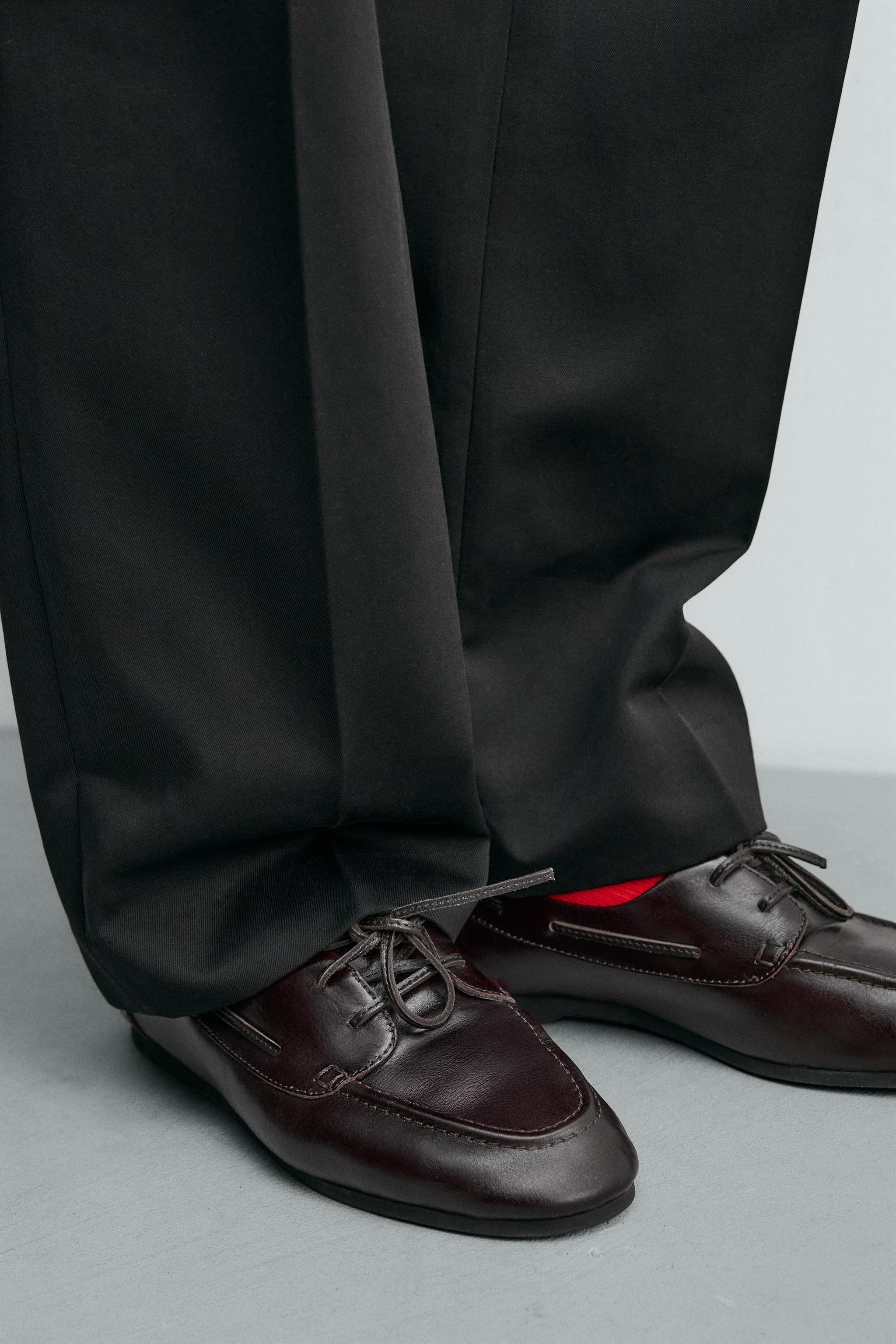 LEATHER BOAT SHOES WITH VIBRAM® SOLE AARON LEVINE X ZARA